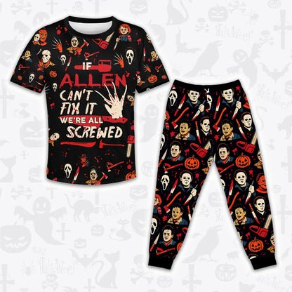 ALLEN Horror Halloween Pajama Set Scary T-Shirt & Pants Sleepwear Costume 13K1-HL1