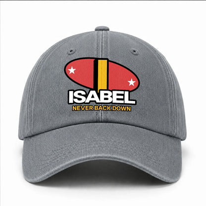 Never Back Down With Your Name And Initial Letter Washed Cap ISABEL 13K1 C82PF
