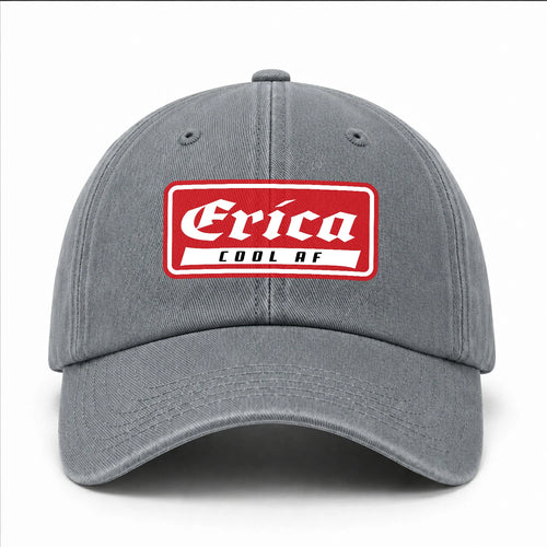 Your Name Cool Af Red Logo Funny Washed Cap ERICA 13K1 C79PF
