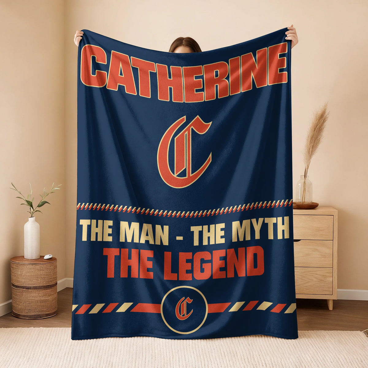 The Man The Myth The Legend Retro Fleece Blanket CATHERINE 13K1 BK53