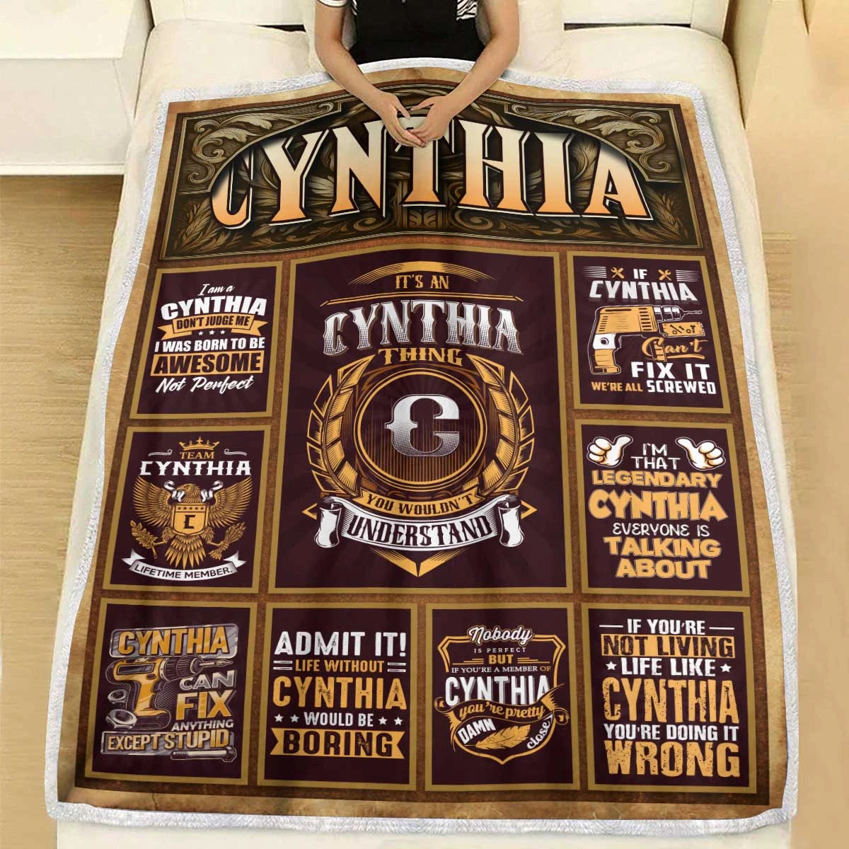CYNTHIA Personalized Blanket | Custom Name Cozy Throw Gift 13K1-BK4