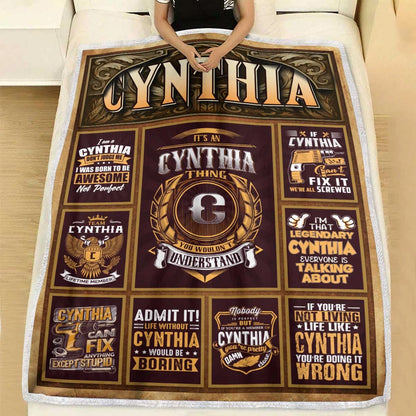 CYNTHIA Personalized Blanket | Custom Name Cozy Throw Gift 13K1-BK4