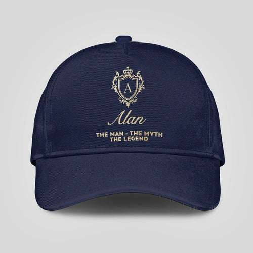 The Man The Myth The Legend Golden Navy Cap ALAN 13K1 C138PF