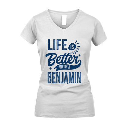 BENJAMIN 13K1-116 Personalized Name Quote T-Shirt Life Is Better With Unisex Gift