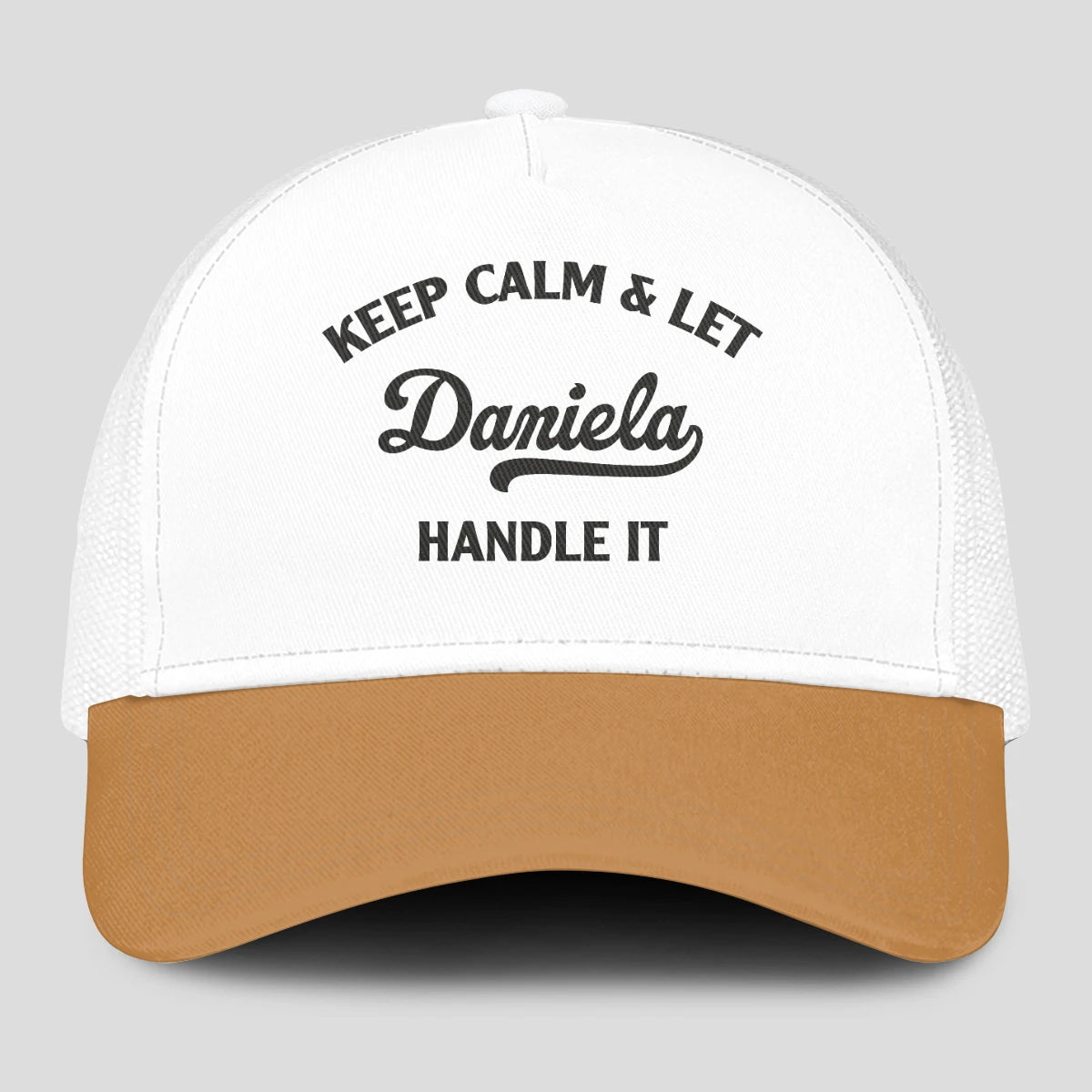 Keep Calm & Let Your Name Handle It Yellow And White Mesh Cap DANIELA 13K1 C205PF