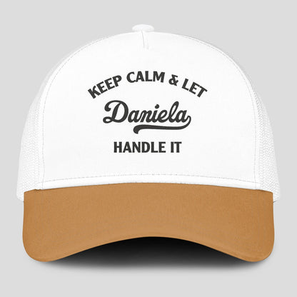 Keep Calm & Let Your Name Handle It Yellow And White Mesh Cap DANIELA 13K1 C205PF