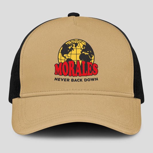 Never Back Down World Logo Khaki Mesh Cap MORALES 13K1 C212PF