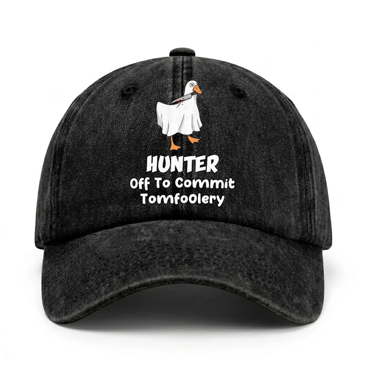 Off To Commit Tomfoolery Funny Goose Washed Cap HUNTER 13K1 C131PF
