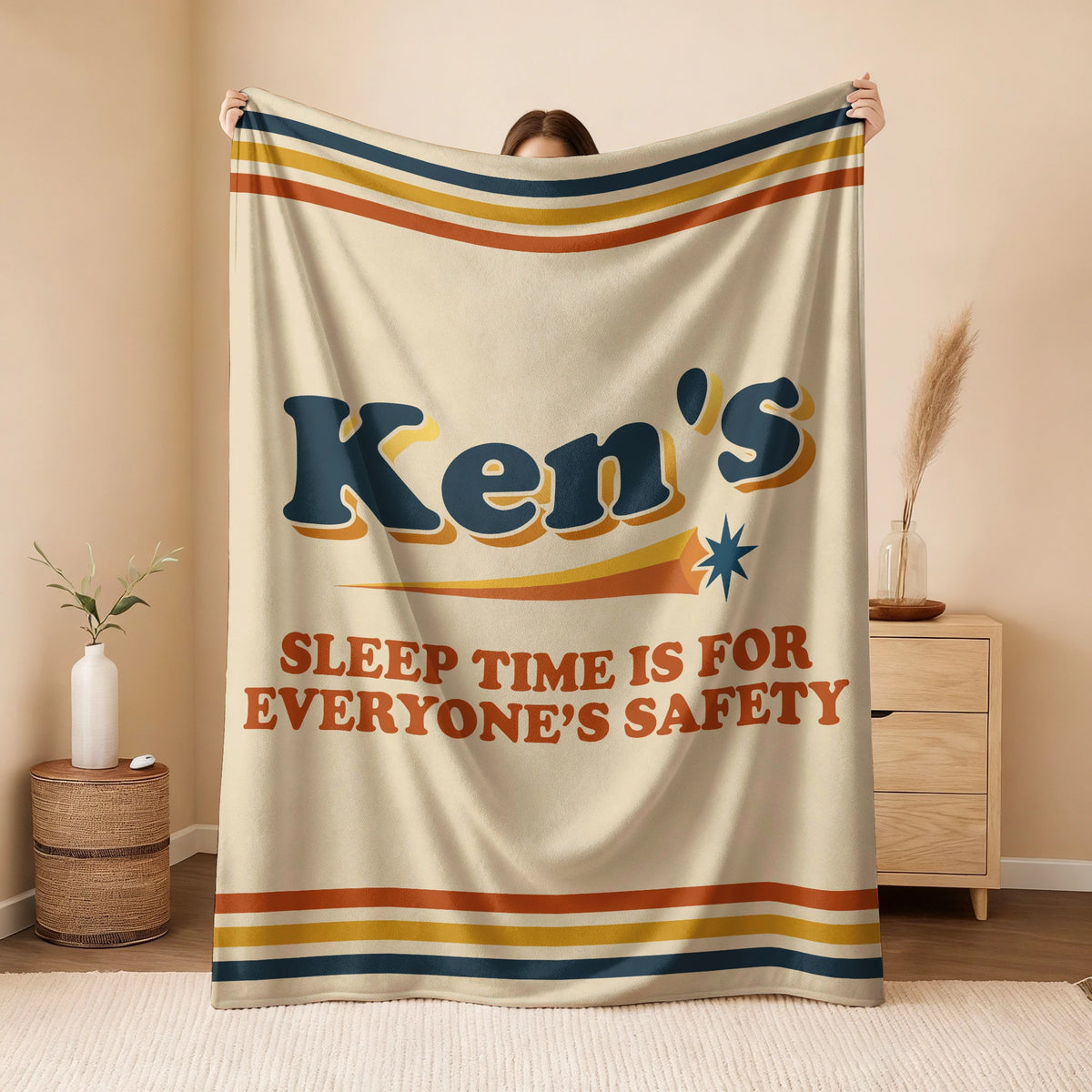 Your Name's Sleep Time Funny Retro Fleece Blanket KEN 13K1 BK67