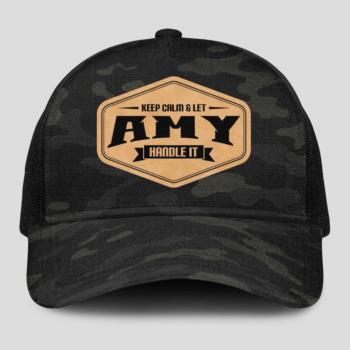 Keep Calm & Let Your Name Handle It Dark Camo Mesh Cap AMY 13K1 C195PF