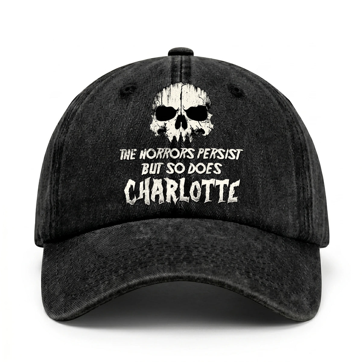 The Horrors Persist But So Does Your Name Cool Skull Washed Cap CHARLOTTE 13K1 C134PF