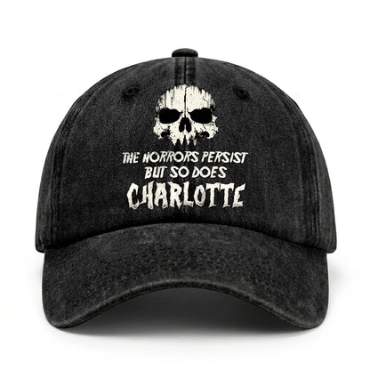 The Horrors Persist But So Does Your Name Cool Skull Washed Cap CHARLOTTE 13K1 C134PF