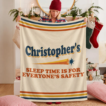 Your Name's Sleep Time Funny Retro Fleece Blanket CHRISTOPHER 13K1 BK67