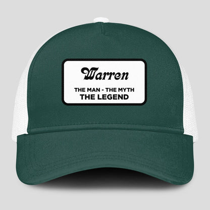 The Man The Myth The Legend Green And White Mesh Cap WARREN 13K1 C198PF