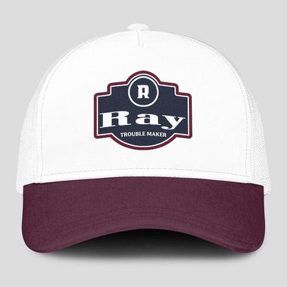 Trouble Maker Burgundy And White Funny Mesh Cap RAY 13K1 C201PF