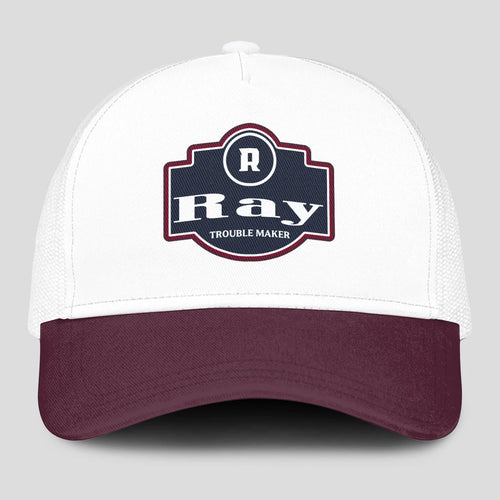 Trouble Maker Burgundy And White Funny Mesh Cap RAY 13K1 C201PF