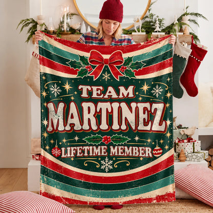 Team Your Name Lifetime Member Christmas Fleece Blanket MARTINEZ 13K1 BK52