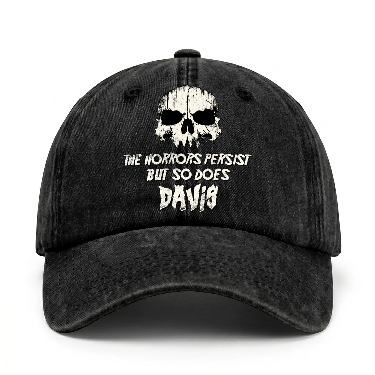 The Horrors Persist But So Does Your Name Cool Skull Washed Cap DAVIS 13K1 C134PF