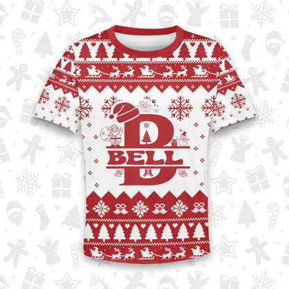 BELL Personalized Christmas T-Shirt Pajama Set - Holiday Gift Outfit 13K1-CR2