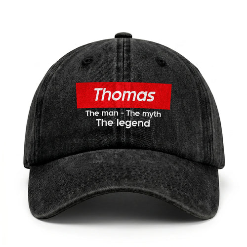 Your Name The Man The Myth The Legend Red Logo Washed Cap THOMAS 13K1 C130PF