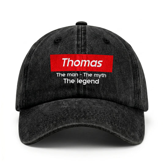 Your Name The Man The Myth The Legend Red Logo Washed Cap THOMAS 13K1 C130PF