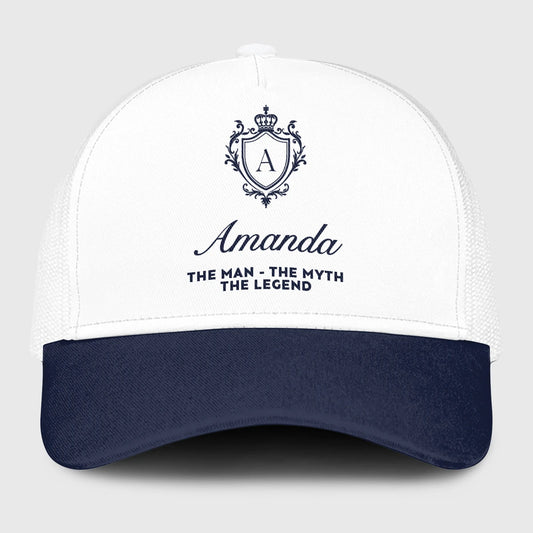 The Man The Myth The Legend Blue And White Baseball Mesh Cap AMANDA 13K1 C186PF