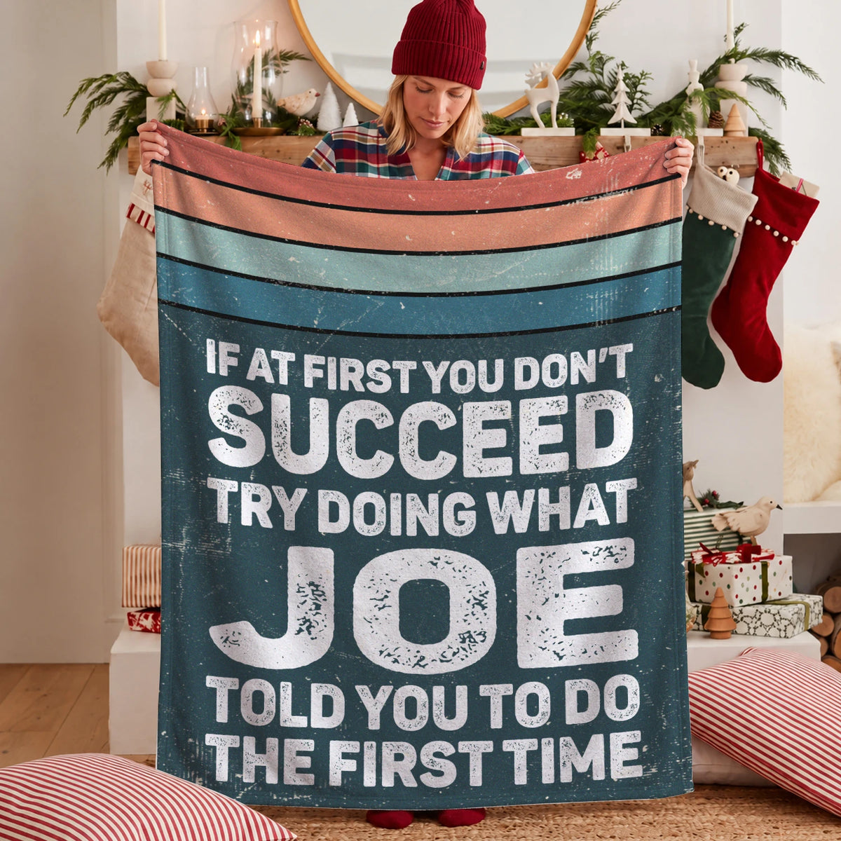 If At First You Don’t Succeed Retro Green Fleece Blanket JOE 13K1 BK29