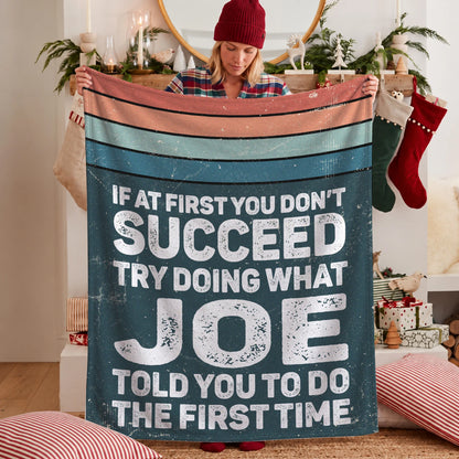 If At First You Don’t Succeed Retro Green Fleece Blanket JOE 13K1 BK29