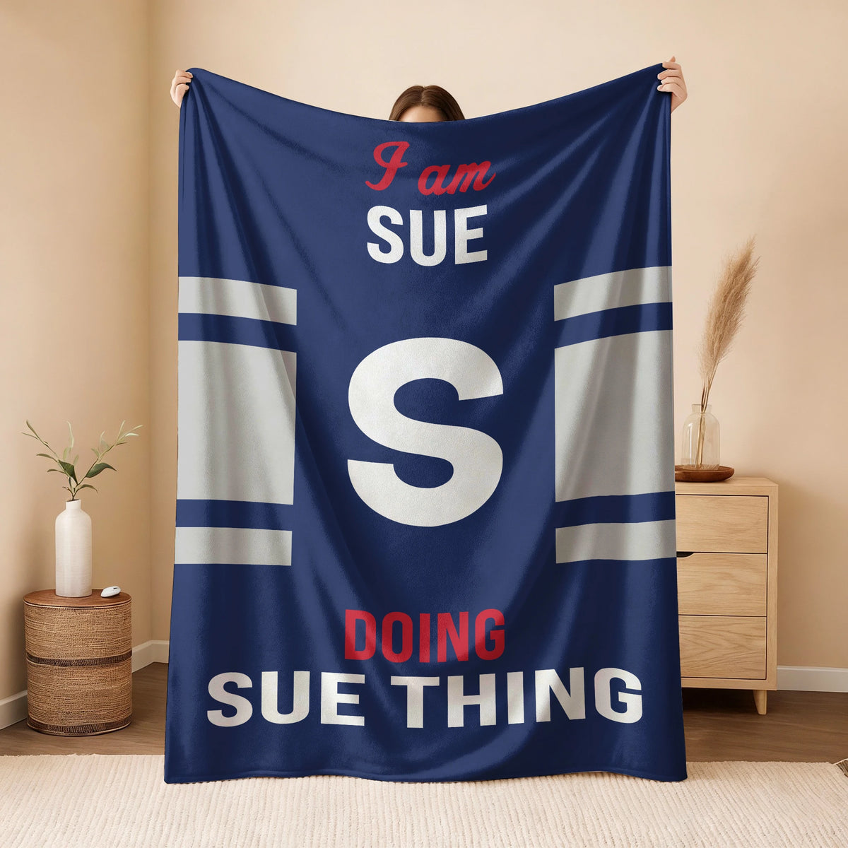 I'm Name Doing Name Things Navy Fleece Blanket SUE 13K1 BK51