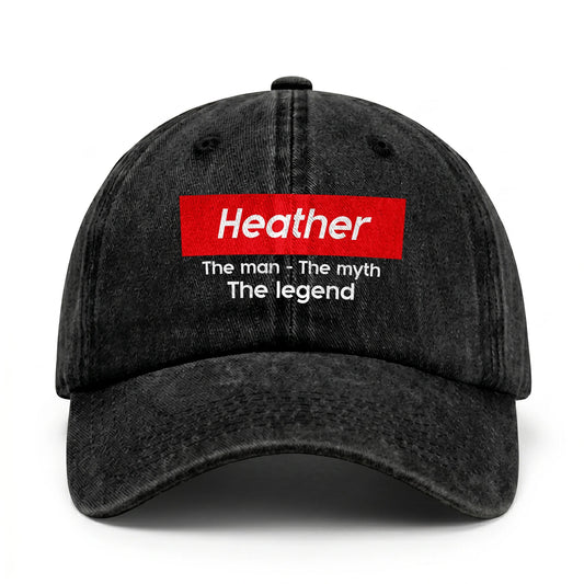 Your Name The Man The Myth The Legend Red Logo Washed Cap HEATHER 13K1 C130PF