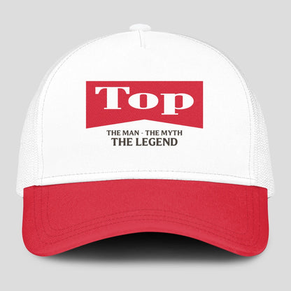 The Man The Myth The Legend Red And White Mesh Cap TOP 13K1 C197PF