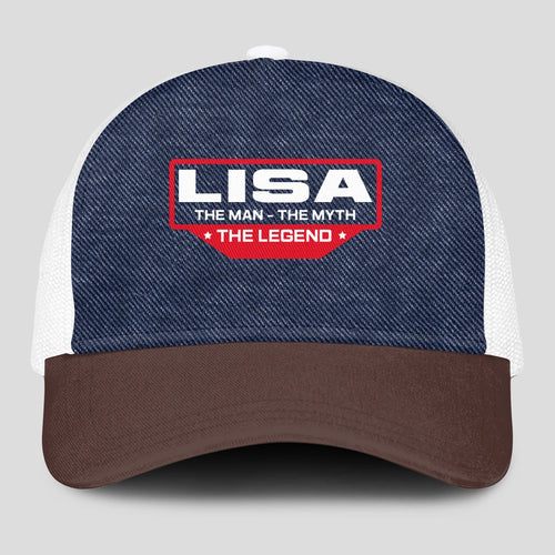 The Man The Myth The Legend Navy Brown And White Mesh Cap LISA 13K1 C200PF