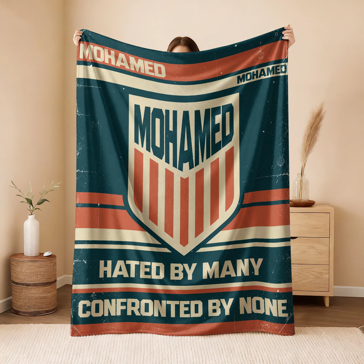 Hated By Many Confronted By None Retro Fleece Blanket MOHAMED 13K1 BK58