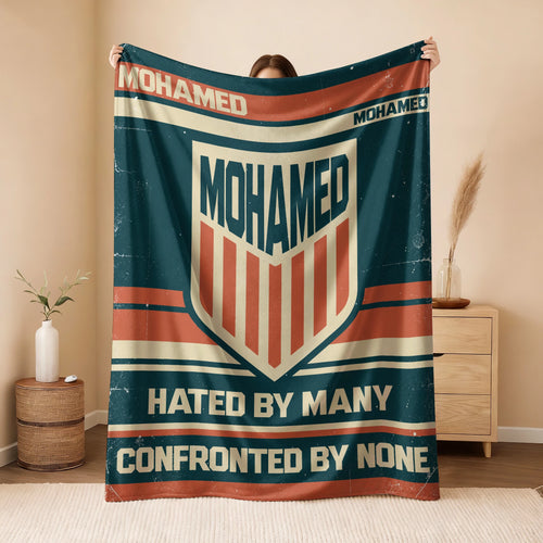 Hated By Many Confronted By None Retro Fleece Blanket MOHAMED 13K1 BK58