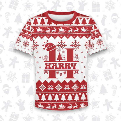 HARRY Personalized Christmas T-Shirt Pajama Set - Holiday Gift Outfit 13K1-CR2