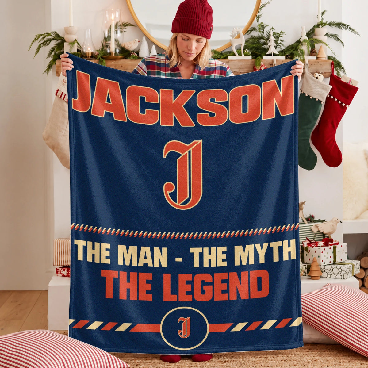 The Man The Myth The Legend Retro Fleece Blanket JACKSON 13K1 BK53