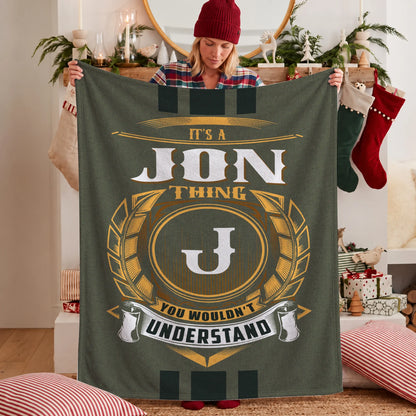 It's A Your Name Thing Olive Green Logo Fleece Blanket JON 13K1 BK31