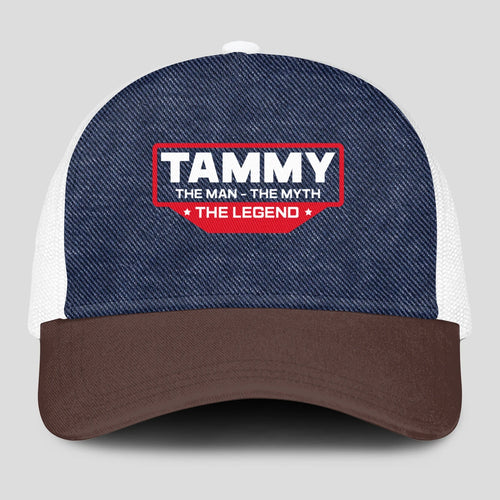 The Man The Myth The Legend Navy Brown And White Mesh Cap TAMMY 13K1 C200PF