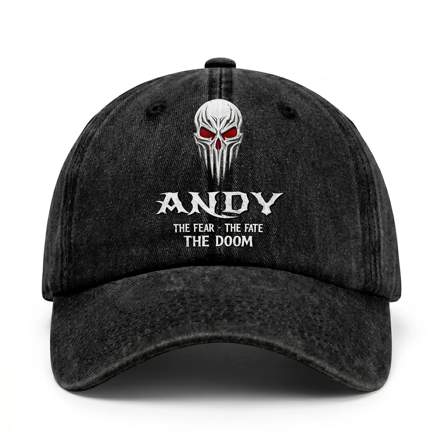 Your Name The Fear The Fate The Doom Skull Washed Cap ANDY 13K1 C98PF