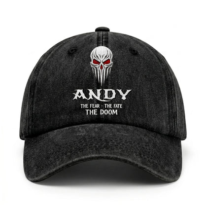 Your Name The Fear The Fate The Doom Skull Washed Cap ANDY 13K1 C98PF