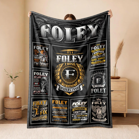 FOLEY Personalized Blanket | Custom Name Cozy Throw Gift 13K5-BK2