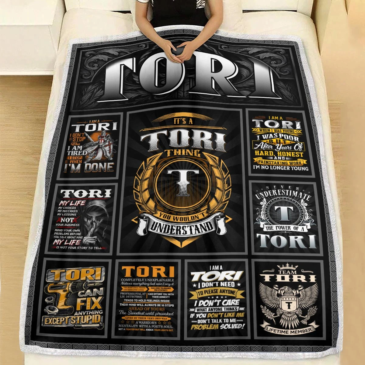 TORI Personalized Blanket | Custom Name Cozy Throw Gift 13K4-BK2