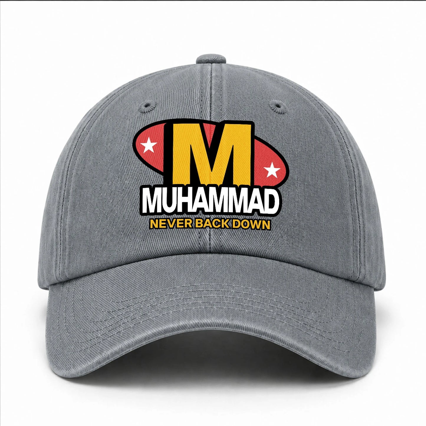 Never Back Down With Your Name And Initial Letter Washed Cap MUHAMMAD 13K1 C82PF