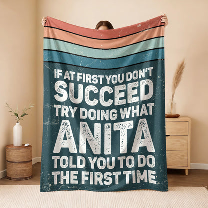 If At First You Don’t Succeed Retro Green Fleece Blanket ANITA 13K1 BK29