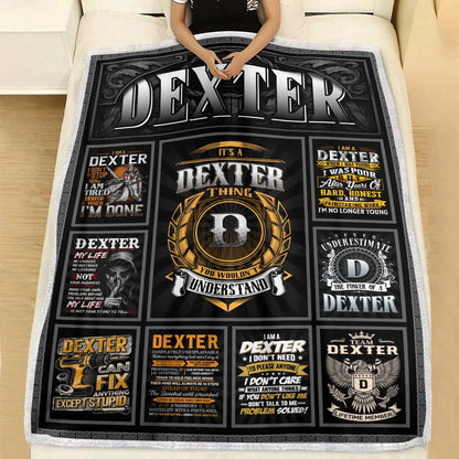 DEXTER Personalized Blanket | Custom Name Cozy Throw Gift 13K5-BK2