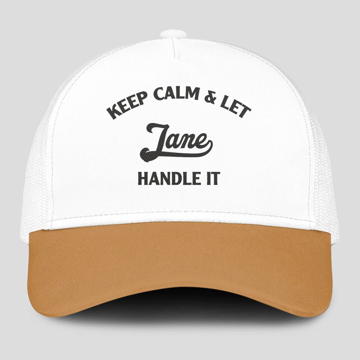 Keep Calm & Let Your Name Handle It Yellow And White Mesh Cap JANE 13K1 C205PF