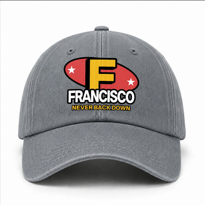 Never Back Down With Your Name And Initial Letter Washed Cap FRANCISCO 13K1 C82PF
