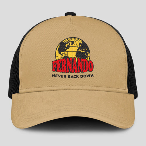 Never Back Down World Logo Khaki Mesh Cap FERNANDO 13K1 C212PF