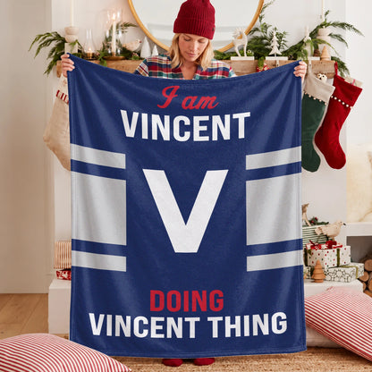 I'm Name Doing Name Things Navy Fleece Blanket VINCENT 13K1 BK51
