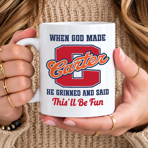 When God Made Your Name Personalized Baseball Mug CARTER 13K1 MG07